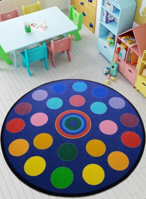 Cırcles Koyu Mavi Bukle Çocuk Halısı - 3