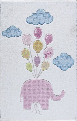 Cute Elephant Pembe Oymalı Çocuk Halısı - 2