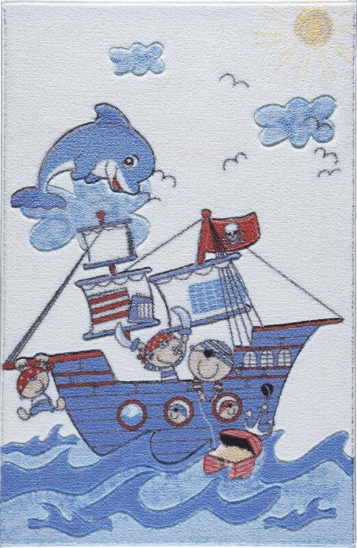 Treasure Ship Mavi Oymalı Çocuk Halısı - 2