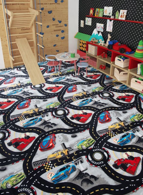 Racing Anti-Slip Kh 500 Gr 400 Cm Gri Duvardan Duvara Anaokulu Halısı - 1